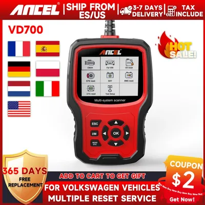 ANCEL VD700 OBD2 Automotive Scanner Mechanical Workshop Tool TPMS Oil ABS EPB DPF TPS Airbag Reset