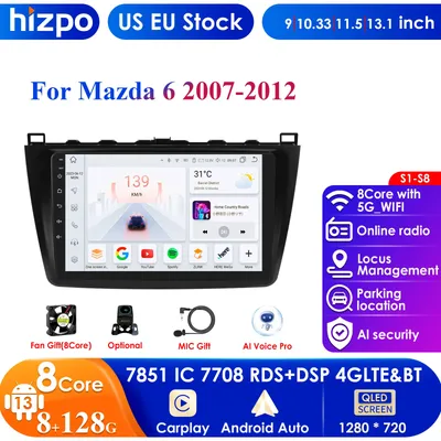 Android 13 Car Radio for Mazda 6 2007 - 2012 Multimedia Video Player Navigation GPS Carplay QLED