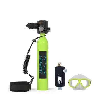 CHIKADIV C300Plus 0.5l Mini Scuba Tank with 6-12 Mins, Portable Diving Cylinder for Fishing,