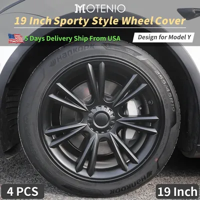 HubCaps Design for Tesla Model Y（2020-2024） 4PCS Wheel Cover 19inch Sporty Full Replacement Vehicle