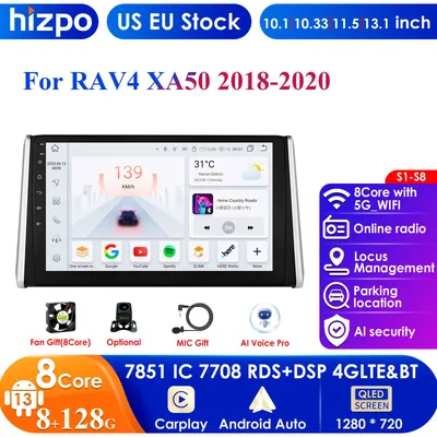 Hizpo 4G 10.1'' 10.33'' AI Intelligent Systems CarPlay Android Auto Radio for Toyota RAV4 2018 2019