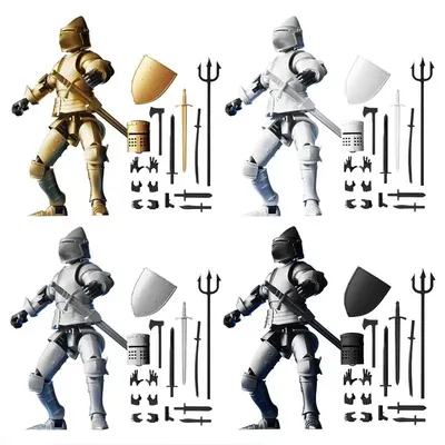 Anime Action Figures Multipurpose Small Action Figures Medieval Knight Toy Creative Poseable Action