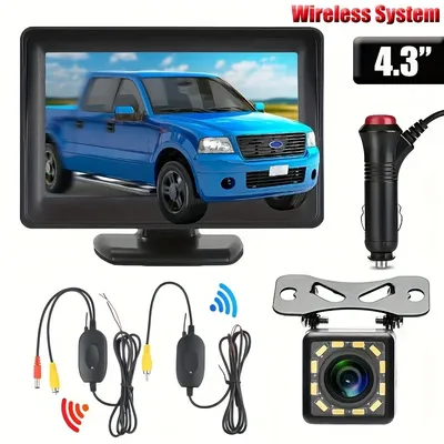 Wireless Car 4.3" TFT LCD Display or Monitor Rear View Camera Wide Degree Night Vision Reversing