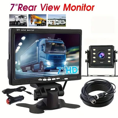 Vehicle Rear View Backup Kit with 7 inch Monitor Display Heavy Duty Night Vision Reverse Camera for