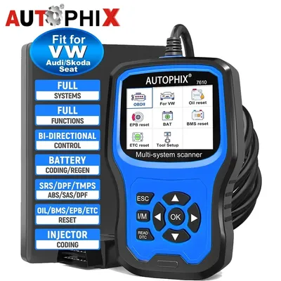 Autophix 7610 Fit For VAG Car Diagnostic Tool OBD2 Scanner BMS EPB D.PF Oil Reset Code Reader for VW