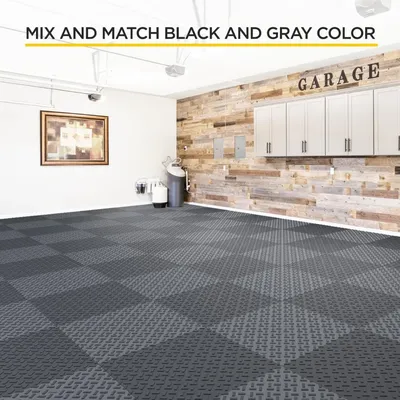 Garage Floor Tiles Pack of 48 Tiles Oil and Stain Resistant 12x12Inch Modular With 40000 Lbs Load