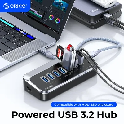 ORICO Powered USB Hub 5Gbps PD18W Charging USB 3.2 Type C hub Card Reader Splitter With Power