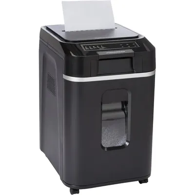 Basics 200-Sheet Auto Feed Cross Cut Paper Shredder with Pullout Basket, Black - NEW