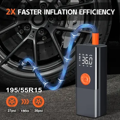 Portable Tire Inflator - Car Air Compressor with Digital Pressure Gauge - 150 PSI - Motorcycle,