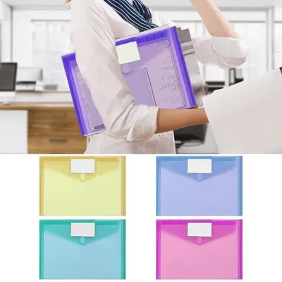 Button File Bags Document Organizers With Snap Button A4 Size Office Supplies Folders With Snap-On