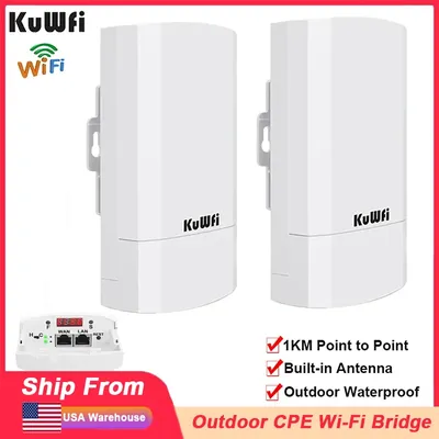 KuWfi 300Mbps 2.4Ghz Outdoor WiFi Bridge Wireless Router AP Repeater Mode Point to Point Wifi Signal