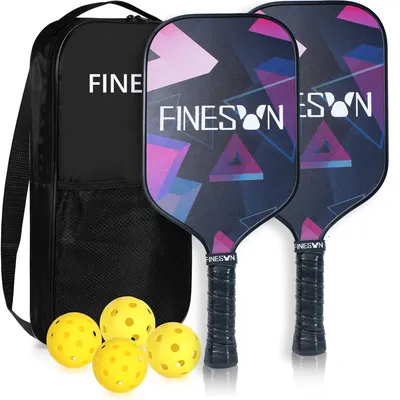 Pickleball Set with Pickleball Paddles 16mm Large Sweet Spot PP Honeycomb Core 2 Rackets 4 Balls