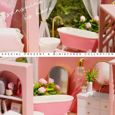 Mini Doll House Miniature Furniture Cottage Set With Music Creative Room Furniture House Building