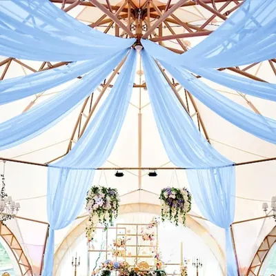 20FT Ceiling Drapes for Wedding, Arch Draping Chiffon Sheer Fabric, 4 Panels Ceiling Drapes