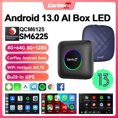 2024 CarlinKit CarPlay AI Box Android 13.0 QCM6225 8-Core Android Auto Wireless CarPlay Adapter