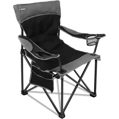 Oversized Portable Camping Chairs, Collapsible Outdoor Chairs with Pocket and Cup Holders, Carry Bag