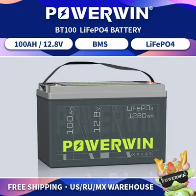 POWERWIN 12.8V 100Ah 1280Wh LiFePO4 Battery BT100 4000+Deep CycleGrade A Cell Solar Power Inverter