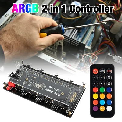 Wireless Remote Control ARGB Addressable Splitter 4-pin PWM Temperature Control Controller 5V3 Pin