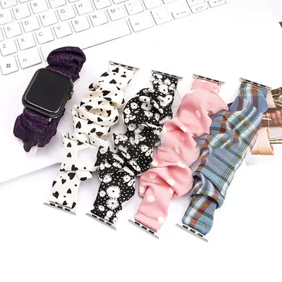 Scrunchie Strap for Apple Watch Band ultra 49mm 45mm 41mm 44mm 40mm 38/42mm Elastic nylon Bracelet