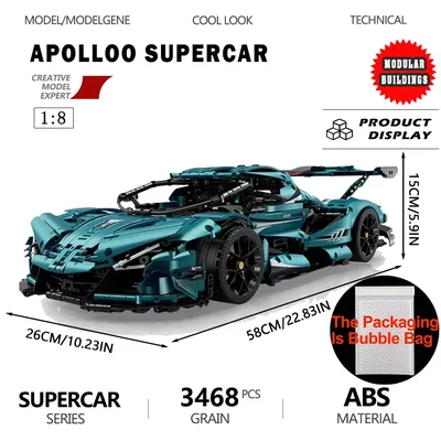 Technical 1:8 ABOL-IE Supercar Model Building Block Desktop Decoration Assembly High tech Bricks Set