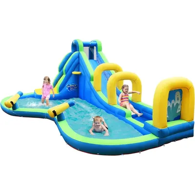 Inflatable Water Slide, 16x12FT Mega Waterslide Park for Kids Backyard w/Adventure Long Slide,