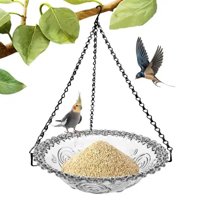 Garden Bird Bath Transparent Outdoor Bird Feeder Birdbaths Bird Feeder Bowl With Metal Chain