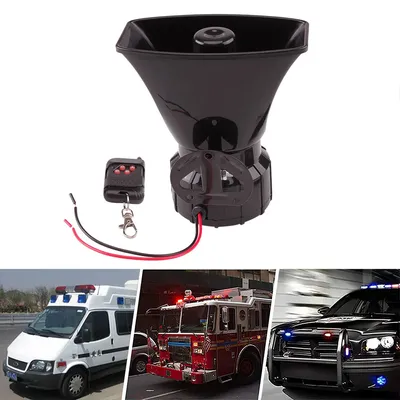 ALLREY Wireless Electronic Loud Siren Horn 7 Tone Button Police Vehicle Warning Alarm 12V 100W