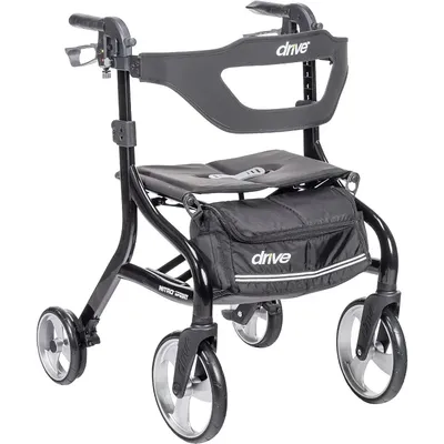 Nitro Sprint Foldable Rollator Walker with Seat, Standard Height Lightweight Rollator with Large