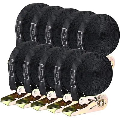 10 X Tension Straps Hard Lashing Straps Ratchet Tension Strap One-Piece 6M x25mm