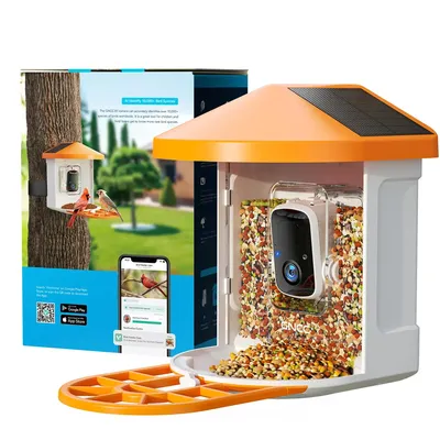 GNCC Smart Bird Feeder with Camera Wireless Outdoor, 1080P Wild Bird Feeders, Squirrel Proof, Solar