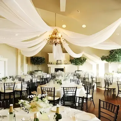 5ftx15ft Ceiling Drapes for Wedding, Chiffon Fabric Party Decorations, Sheer Backdrop Curtains, 4