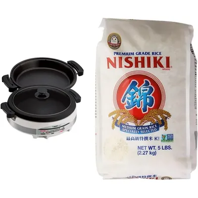 Zojirushi EP-RAC50 Gourmet d'Expert 1350-Watt Electric Skillet & Nishiki Medium Grain Rice, 80 Ounce