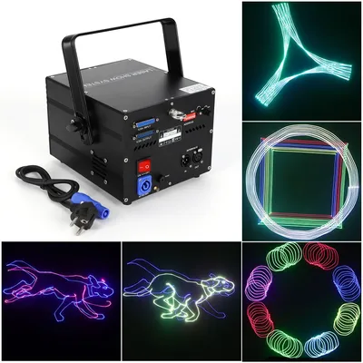 Laser Light 3D Stage DJ Party Lazer RGB Full Color DMX512 Sound Remote Control Galvo Scanning System