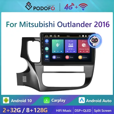 Podofo 2din Android 4G WiFi Car Radio For Mitsubishi Outlander 2016 Autoradio Carplay 8+128G Stereo Player Ai Voice HiFi Music
