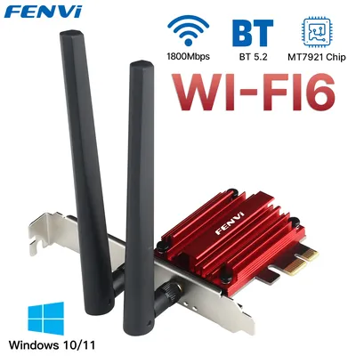 Fenvi WiFi 6 Pcie Wireless Adapter AX1800 Dual Band 5Ghz/2.4Ghz for Bluetooth 5.2 WiFi6 Network Card