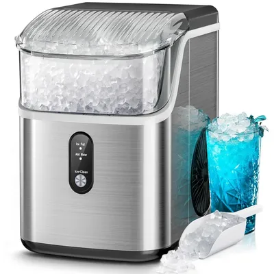 Pebble Ice Maker Machine with Chewable Ice,One-Click Operation,Self-Cleaning Countertop Ice