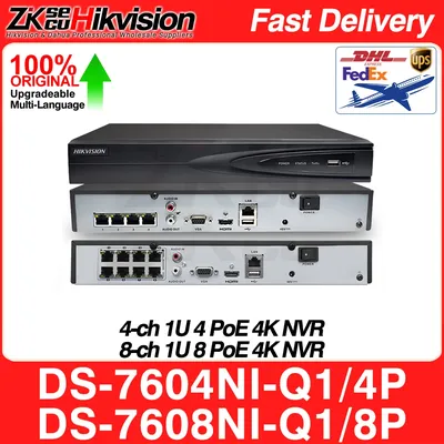 Hikvision Network Video Recorder DS-7604NI-Q1/4P DS-7608NI-Q1/8P 4K 4/8CH 4/8 PoE NVR 8MP H.265+