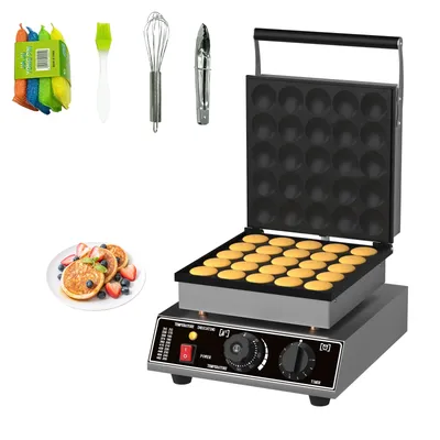 25 PCS Mini Pancakes Maker Machine,110V Mini Dutch Pancake Maker, 1750W Commercial Electric Nonstick