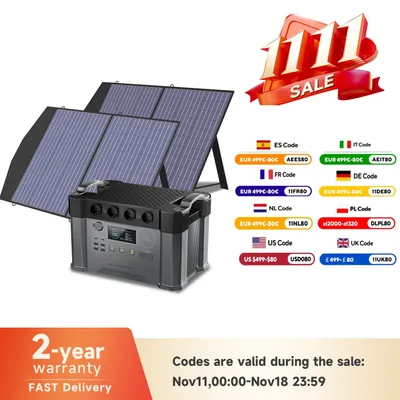 ALLPOWERS S2000 Pro Outdoor Generator 2400W MPPT Portable Power Station with 4X100W Folable Solar