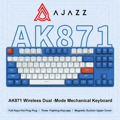 Ajazz Ak871 2.4G Wireless Gaming Mechanical Keyboard 87 Keys Hot-Swappable Bluetooth Keyboard PBT