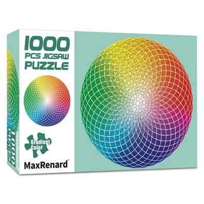 MaxRenard Jigsaw Puzzle 1000 Pieces for Adults Gradient Color Round Rainbow Home Wall Decro Paper