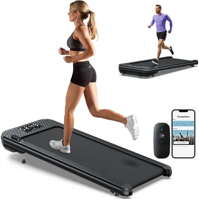 3.0HP Peak Walking Pad Treadmill，12% Incline, Voice Controlled Under Desk Treadmill Works, Portable