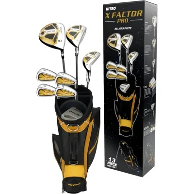 Nitro X Factor 13 Piece Golf Set All Graphite Men's, Right Handed, Gold/Silver