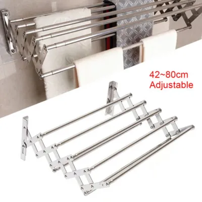 Bymaocar Laundry Towel Storage Silver Drying Rack Freely Retractable Folding Dryer Waterproof &