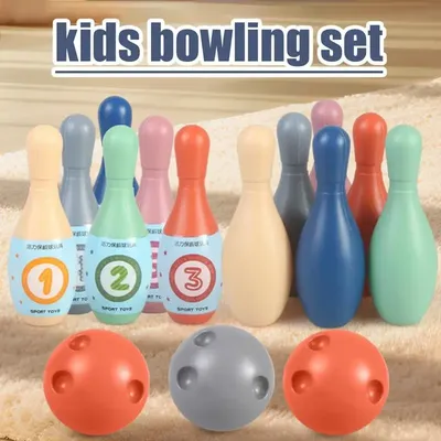 Kids Bowling Set Colorful Kids Bowling Game 12 Bowling Pins 3 Balls 6 Rings Bowling Games for Kids