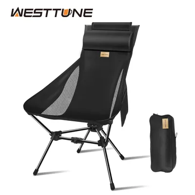 WESTTUNE Folding Camping Chairs with Headrest and Storage bag Lightweight for Outside Camping Hiking