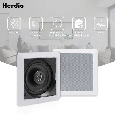 Herdio 5.25 Inch 2-Way Ceiling In Wall Bluetooth Speakers Audio System For Home Theater Living Room