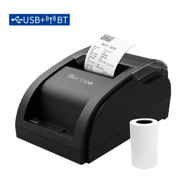 Bisofice Desktop 58mm Thermal Receipt Printer Wireless Barcode Printer USB+BT with 1 Roll Paper