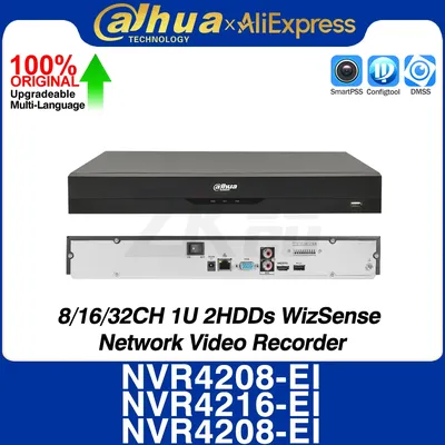 Dahua NVR4208-EI NVR4216-EI NVR4232-EI 8/16/32CH 1U 2HDDs WizSense Network Video Recorder AI by NVR