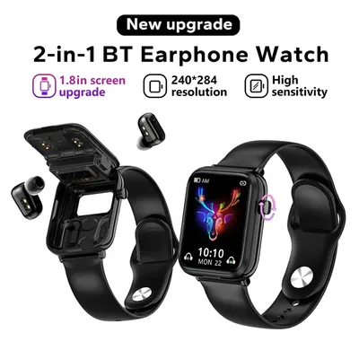 TWS Headset Smart Watch 2 in 1 Upgrade Version Full Touch Large Screen IP67 Waterproof Bluetooth